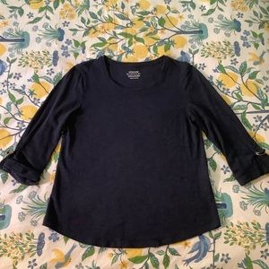 Chico’s Ultimate Tee Navy Blue Sz 0/S